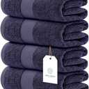 White Classic Luxury Bath Towels Set of 4 Large - 700 GSM Cotton Ultra Soft Bath Towels 27x54 | Highly Absorbent and Quick Dry | Hotel Towels for Bathroom Luxury, Plush Shower Towels, Navy (15: Navy Blue)
