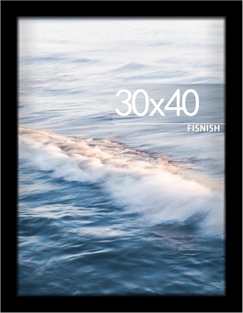 30x40 Picture Frame Black, with HD Plexiglass Durable and Scratch-proof for Horizontal or Vertical Wall Mounting, 1 Pack
