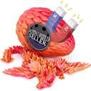 TBOLINE 3D Printed Dragon with Wings,Dragons in Easter Egg Fillers,Sensory Articulated Dragon in Egg Fidget Toy,Easter Basket Stuffers for Kids Boys Girls,Flying Dragons Figure Toys (Red)