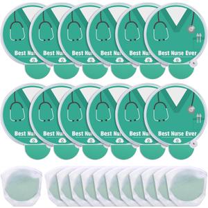 24 Pcs Nurses Gift Folding Fan Nurse Appreciation Gifts 7.87" Round Portable Handheld Fan with Handles Motivational Thank You Gifts for Nurses Week Party Graduation (Green)