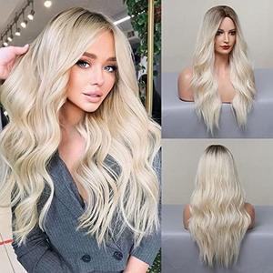 JOOLER Blonde Wig platinum blonde wigs For Women Long Blonde Wig for Women Ombre Blonde Wigs with Dark Roots Natural Hair Heat Resistant