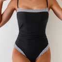 B2prity One Piece Swimsuit for Women Tummy Control Slimming Bathing Suit Color Block Swim Suit Modest Swimwear (Black, M)