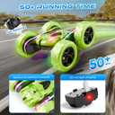 Remote Control Car – 4WD 360° Flip Double‑Sided RC Stunt Car LED Light Bar & USB‑C Modular Battery, Off‑Road Toys for Boys Ages 6‑12, Birthday Gift, Black‑Green, 6.4 x 6.4 x 2.9 inches