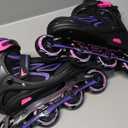 2PM SPORTS Vinal Girls Adjustable Flashing Inline Skates, All Wheels Light Up, Fun Illuminating Skates for Kids Men Adult Women and Boys (Large - Youth (4-7 US), Violet & Magenta)