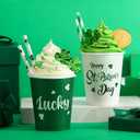 Tioncy 2 Pack St. Patrick's Tiered Tray Decor Happy St. Patrick Day Coffee Bar Decorirish Table Centerpiece Shamrock Lucky Faux Whipped Cream Cups for Table Home Kitchen Bar Shelf Decoration (White and Green)