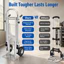 1000 LBS Dolly Cart with Wheels, 4 in 1 Folding Hand Truck, Stainless Steel Heavy Duty Industrial Convertible Hand Cart, Utility Collapsible Hand Truck Dolly for Warehouse, Home, Office, Etc