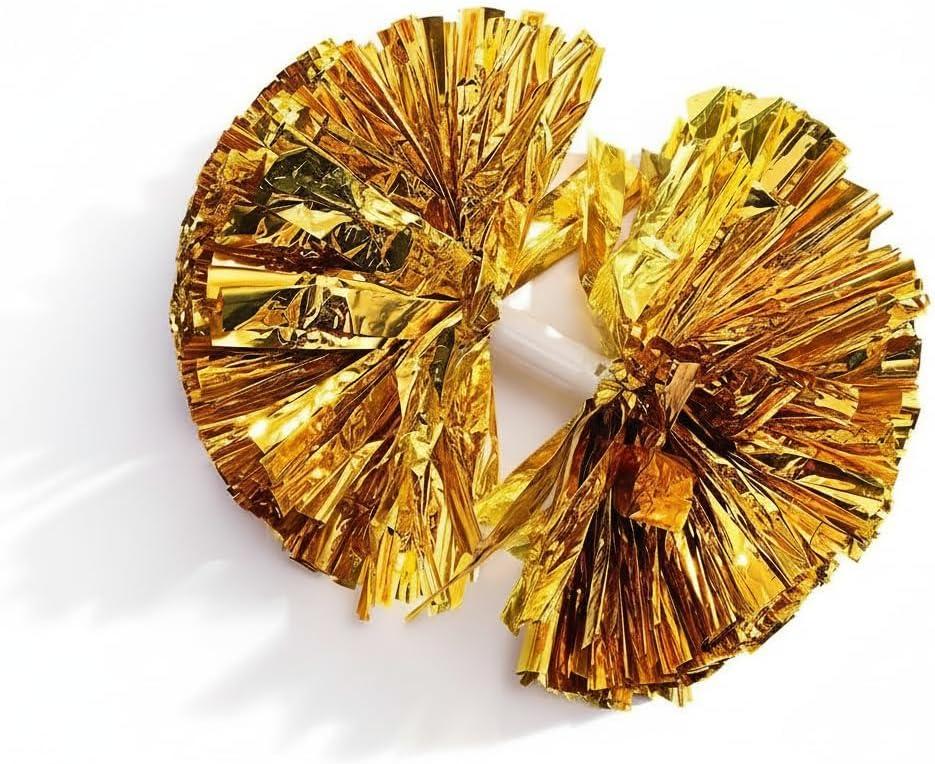 Anderson's Metallic Gold Foil Baton School Spirit Shakers, 14" Cheerleader Pom Poms, Football, Basketball, Homecoming, Squad, Team, Party, Dance, Club, Performance, Fan Celebration, 2-Pack