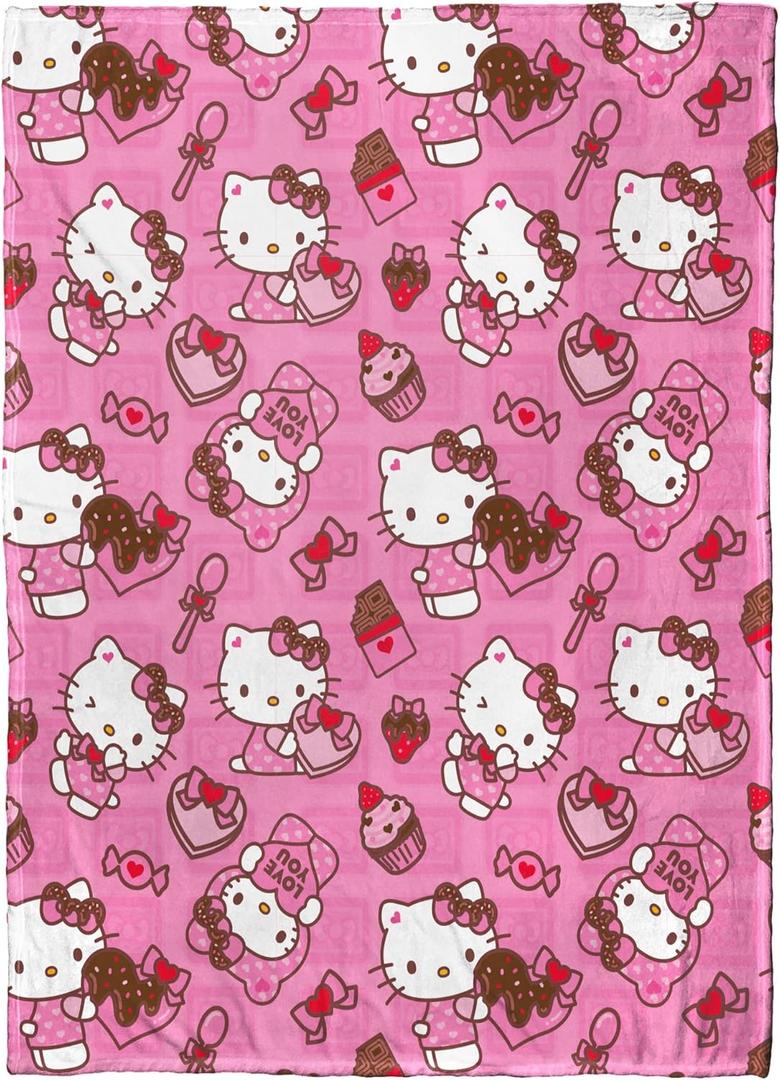 Northwest Hello Kitty Silk Touch Throw Blanket, 50" x 70", Love You Much