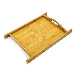 Bam & Boo Natural Bamboo Serving Tray with Handles and Stylized Accents for Kitchen, Bathroom, Décor (9" x 8")