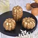 Fall Decorations for Home, 3pcs Resin Gold Pumpkin Decor for Thanksgiving Table Centerpiece, Halloween Pumpkins for Indoor, Autumn Harvest Decor for Porch Mantel Office (Gold)