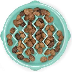 Outward Hound Small Fun Feeder Slow Bowl, Puzzle for Fast Eaters, Puppies, Cats & Small Dogs, Wet or Dry Food, Helps Prevent Bloat & Aid Digestion, 3/4 Cup Capacity, Non-Slip, Made Without BPA, Mint