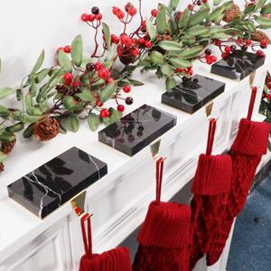 Fonder Mols Christmas Stocking Holders for Mantle, Heavy Deauty Xmas Fireplace Hanger Hooks Metal Grips Clips, Black Marble (4)