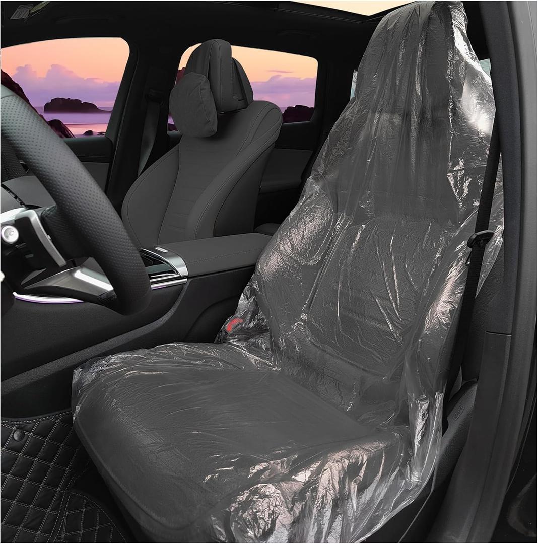 50PCS Disposable Car Seat Covers Provide Temporary Protection, Plastic Seat Covers for Cars Keep Car Interior Tidy, Universal Car Accessories & Car Seat Protector for Most Cars
