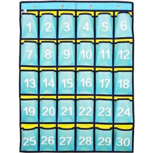 2 x Numbered Classroom Pocket Chart Hanging Organizer for Cell Phones Calculator Holders (30 POCKETS)