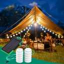 Anpro Solar Camping String Lights, 17Ft Ultra Long String with Warm White 10LEDs, Solar Powered and USB Rechargeable Light with 7 Light Modes, IPX4 Waterproof for Outdoors, Decorations, Camping