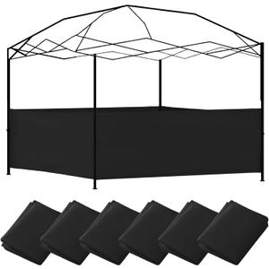 6 Pcs Canopy Half Wall Tent Sidewall for 10x10 Pop up Canopy Half Tent Only Waterproof Sidewall Gazebo Side Panels Walls for 10'x10', 10'x15', 10'x20' Vertical Leg Gazebo Shelter(Black)