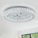 HOPGGIE 18" Crystal Chandelier LED Modern Chandelier Light Round Ring Flush Mount Ceiling Light Fixtures for Living Room Bedroom Dining Room (Cool White)
