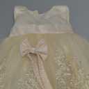 CMMCHAAH 0-6T Baby Girls Pageant Lace Embroidery Dresses Toddler Party Bowknot Tutu Gown Dress with Headwear (6-12 Months, Champagne)