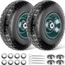Taifa 2 PCS 13 Inch 4.00-6 with 5/8'' & 3/4'' Bearings Rubber Solid Flat Free Replacement Tires and Wheels, Air Less Wheel for Wheelbarrow/Wagon/Hand Truck/Trolley/Garden Scooter etc.