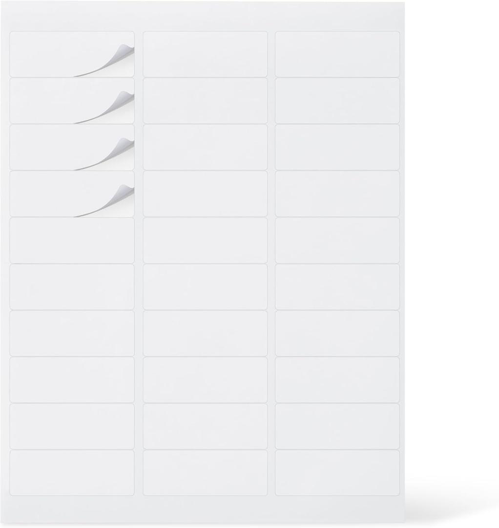 Amazon Basics Printable Address Labels, White, 1" x 2-5/8", 3000 Blank Mailing Labels