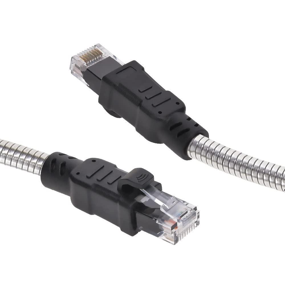 InstallerParts Stainless Steel Armored Cat.6A Patch Cable 24AWG 7.8mm Cable Diameter, Outdoor, Waterproof, UV Resistant, Enhanced Durability, 10 Ft, 1-Pack