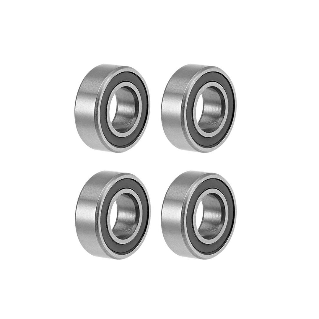 uxcell MR126-2RS Deep Groove Ball Bearings 6mm Inner Dia 12mm OD 4mm Bore Double Sealed Chrome Steel Z2 4pcs