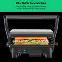Chefman Electric Panini Press Grill, Compact 2-Slice Sandwich Maker, Non-Stick Coated Plates, Opens 180 Degrees, Dishwasher Safe, Removable Drip Tray, Stainless Steel/Black