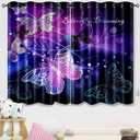 Butterfly Blackout Curtain for Girls Bedroom 2Pcs, Purple Window Curtain Panels Drapes Set Curtains 63 inch Length for Kids Bedroom Nursery Room Grommet Top Thermal Insulated Curtains, 82" x 63"