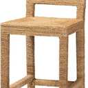 bali & pari Anfield Modern Bohemian Natural Seagrass and Mahogany Wood Counter Stool, Counter Height
