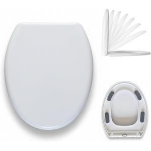 MinSha V/O-Shape Toilet Seat Replacement, Soft Close Quiet No Slam, PP Plastic Quick Release Easy Clean, Universal Fit for 17 oval & Elongated Toilets MinSOQ