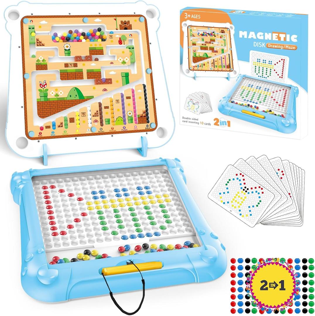 Aikmi 2 in 1 Magnetic Color and Number Maze - Magnetic Drawing Board for Kids Toddler, Montessori Toy for 3+ Year Old, Educational Preschool Learning Car Travel Toy for Kid Age 4 5 6 Girl Gift Boy
