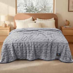 Luciphia Waterproof Pet Blanket, Liquid Pee Proof Dog Blanket for Sofa Bed Couch, Reversible Sherpa Fleece Furniture Protector Cover for Small Medium Large Dogs Cats, Light Grey Queen Size90" x 82"