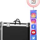 MWE Portable Photo Booth Machine Stand Compatible with Any Ipad with Software APP and Remote Control, RGB Ring Lights Music Sync, Free Custom Logo,Flight Case with Wheels (White, Light Box)