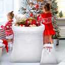 Shappy 2 Pieces Christmas Velvet Santa Bags with Drawstring in 2 Size Large Christmas Bags Santa Gift Sack for Xmas Playing Present Toy(White)