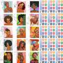 Sherr 75 Pcs 15 Set Pre Drawn Canvas Kit for Painting Craft Sip and Paint Kit for Adults Boho Black Women Pre Printed Canvas Painting Favor for DIY Black History Month Gifts Adult's Date Party