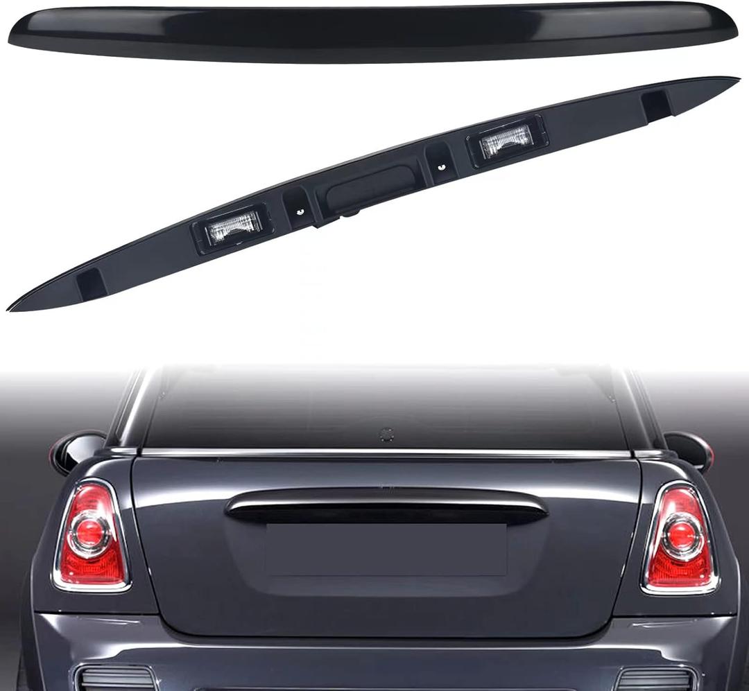 Black Rear Trunk Hatch Handle With Lamp, Tailgate Trim Lid Trunk Liftgate Pull Handle Compatible With BMW Mini Vehicle 2005-2015 Cooper R56 R57 Series, Replace#51132753602 - Backhatch Release Handle