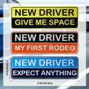 2 x 3pcs Student Driver Car Magnet Stickers, 9.8x3.35in Waterproof Removable Novice New Driver Decal Sign Reflective Magnetic Safety Bumper Sticker for Car Accessories