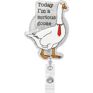 Funny Badge Reels Retractable for Doctor Nursing Pediatric MA CNA LPN OT LPN LVN Medical Worker Healthcare Teacher ID Card Decor (Serious Goose)
