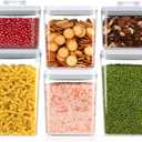 Pop Airtight Food Storage Containers Set with Lids, 6 Pcs Stackable One Button Opening Food Containers Kitchen Pantry Organization and Storage, BPA Free Stackable Cereal Container (0.5, 1.2, 1.8qt)*2