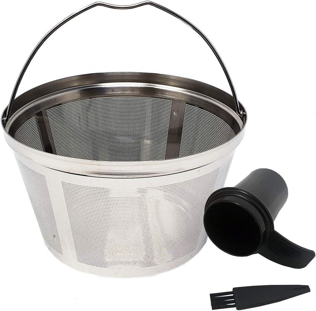 GOLDTONE Stainless Steel Coffee Filter - 8-12 Cup Basket Reusable Metal Filter for Mr. Coffee and Black and Decker Machines - Includes Scoop and Brush
