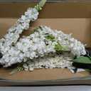 IPOPU 8PCS White Snapdragon Artificial Flowers Delphinium Artificial Silk Flowers Long Stem Hyacinth Fake Flowers for Wedding Home Outdoor Party Floral Arrangement Centerpiece Table Decoration (White)