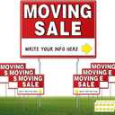 7Pcs WEATHER-PROOF Moving Sale Signs, 17" x 13", Double-Sided with Arrow Stickers & Metal Stakes