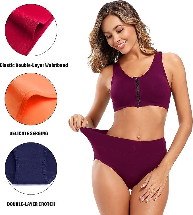 Molasus Women's Cotton Underwear High Waisted Full Coverage Ladies Panties (Regular & Plus Size) (XX-Large, Multicolor-4 pack-a3)