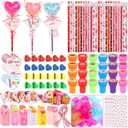 Valentines Day Gifts for Kids - 24 Pack Valentines Day Heart-Giant Lollipop-Shaped Stationery Gift Classroom Prize with Valentine Gifts Cards for Friends School Exchange Boys Girls Party Favors