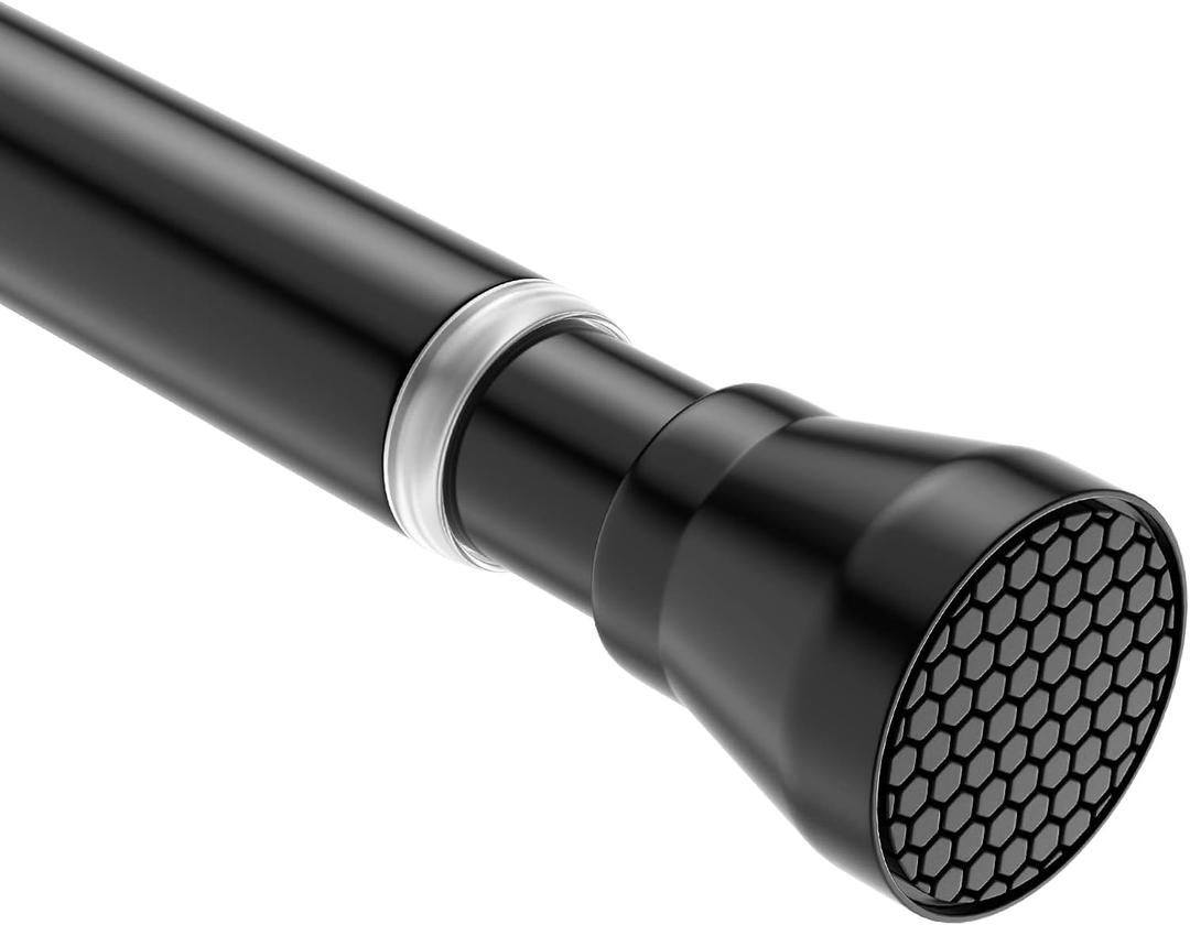 28-48 Inch Adjustable Stainless Steel Anti-Slip Spring Tension Small Shower Curtain Rod - No Drilling, 7/8" Tension Rod for Bathroom Bedroom Doorway Closet Door (28 to 51 inch-1pc, Black)