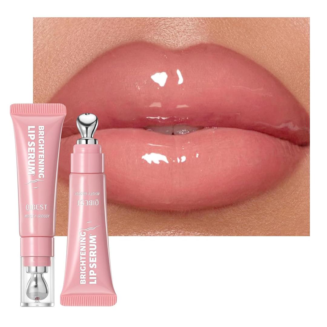 URQT Brightening Lip Serum, Hydrating Glossy Lip Oil with Metal Applicator, Plumping Moisturizing Lip Care Tint, Non-Sticky High Shine Lip Glow for Dry Lips (02# SAKURA BLOSSOM)