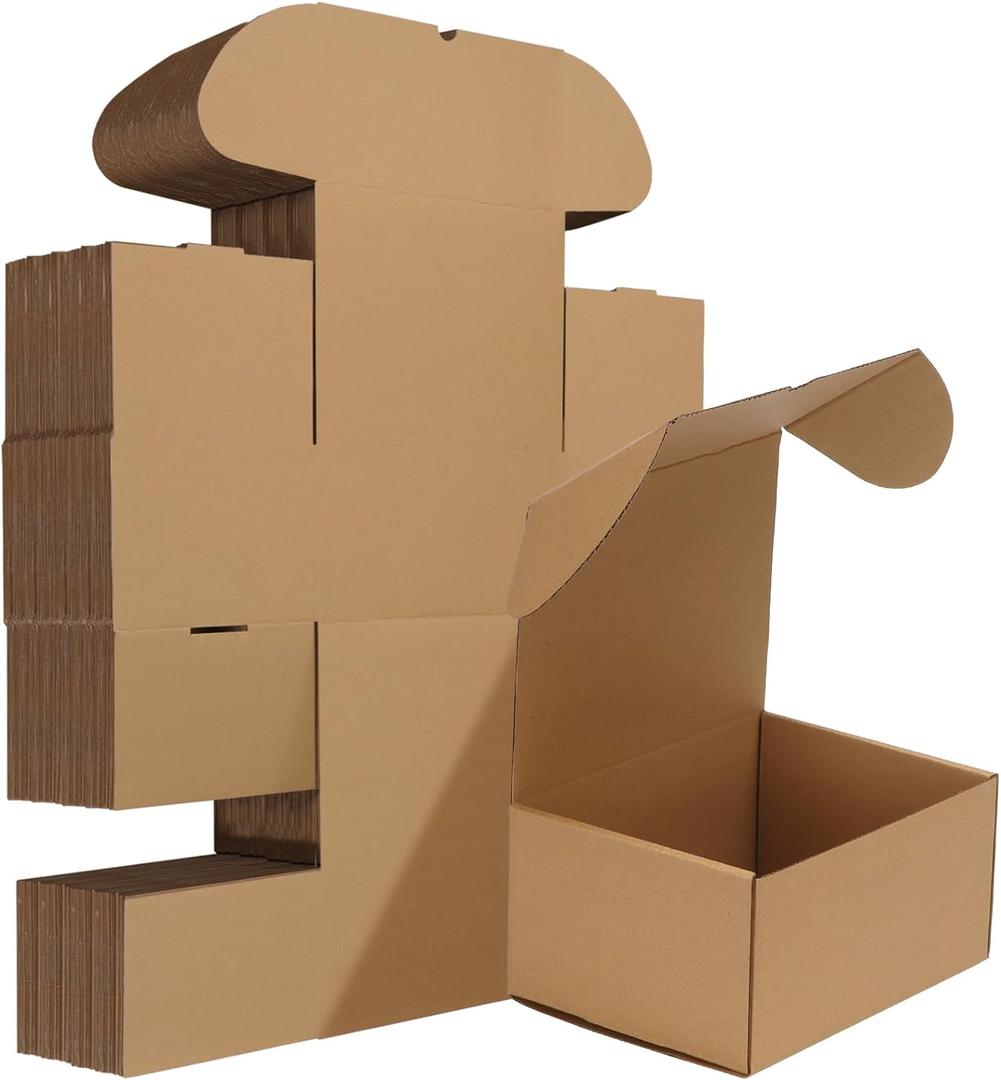 HORLIMER 8x6x4 inches Shipping Boxes Set of 25, Brown Corrugated Cardboard Box Literature Mailer