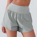 Women's High Waisted Running Shorts with Spandex, Athletic Shorts for Women Light and Airy with Wind-Resistant Fabric (Gray)