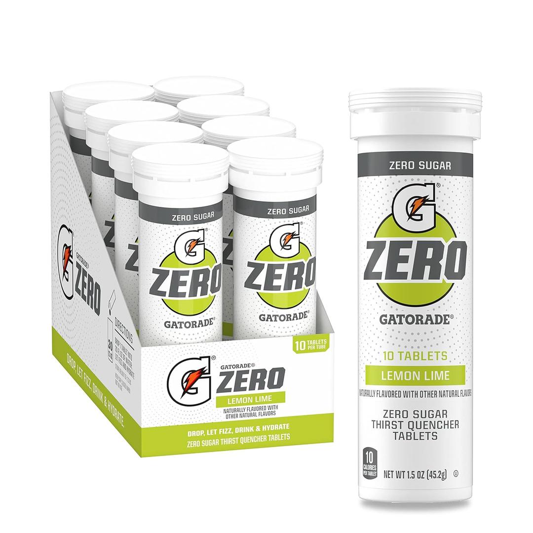 Gatorade Zero Tablets, Lemon-Lime (Pack of 8) (1.6 oz ), Best By: 08/25/26