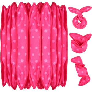 Bememo 40 Pieces Soft Curlers Hair Rollers Overnight Heatless Pillow Rollers for Hair Satin Sponge Curlers to Sleep in No Heat for Long Short Styling Tools(Rose Red)